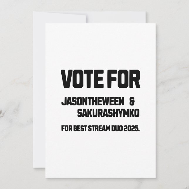 Vote for Jason and Sakura Dankeskarte (Vorderseite)
