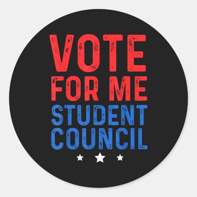 Vote For Me Student Council  Runder Aufkleber (Vorderseite)