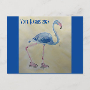 Vote Harris 2024 Blue FLAmingo w/ Pearls Postcard Postkarte
