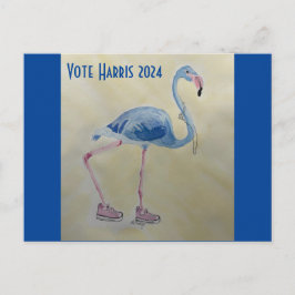Vote Harris 2024 Blue FLAmingo w/ Pearls Postcard Postkarte