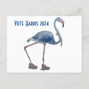 Vote Harris 2024 Blue FLAmingo w/ Pearls Postcard Postkarte
