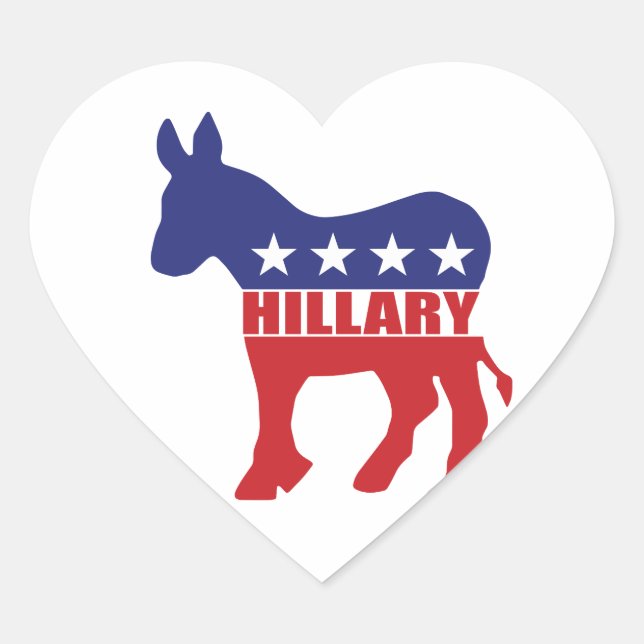 Vote Hillary Democrat Herz-Aufkleber (Vorderseite)