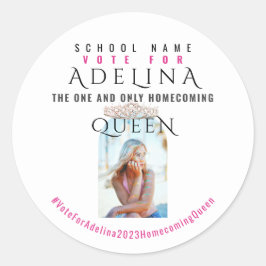 Vote Homecomoming Queen Pink HOCO Foto Runder Aufkleber