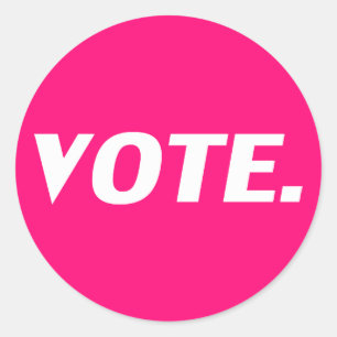 "vote" - Hot pink, magenta, fuchsia white Runder Aufkleber