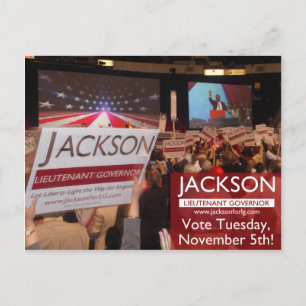 Vote Jackson für den Gouverneur der Postkarte