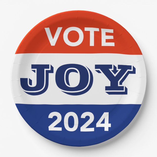 Vote Joy 2024 Harris Walz Pappteller (Vorderseite)