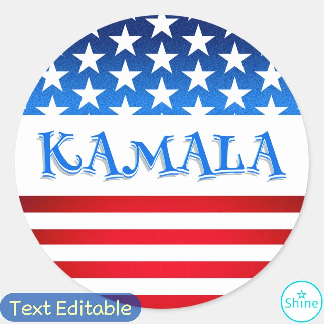 Vote Kamala Harris USA Flag Typografie Custom Text Runder Aufkleber (Von Creator hochgeladen)