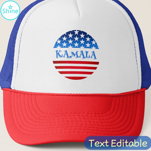 Vote Kamala Harris USA Flag Typografie Custom Text Truckerkappe (Von Creator hochgeladen)