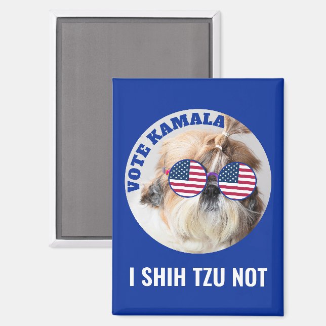Vote Kamala USA flagge Shih Tzu Nicht niedlicher H Magnet (Vorderseite/Rückseite)