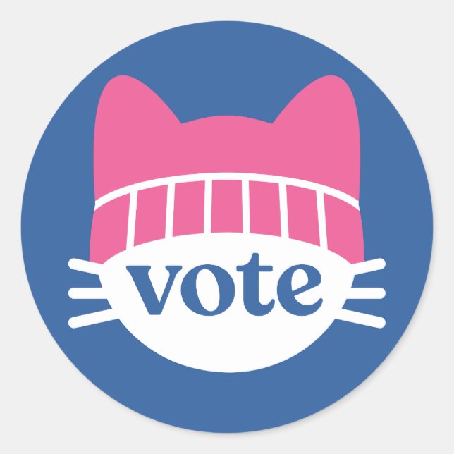Vote Kitty Blue Runder Aufkleber (Vorderseite)