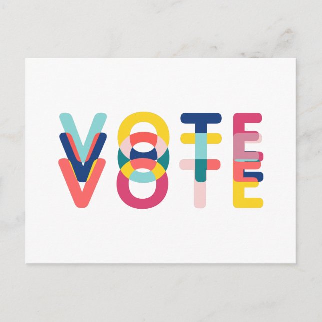 Vote Multicolor Rainbow Modern Blue Yellow Postkarte (Vorderseite)