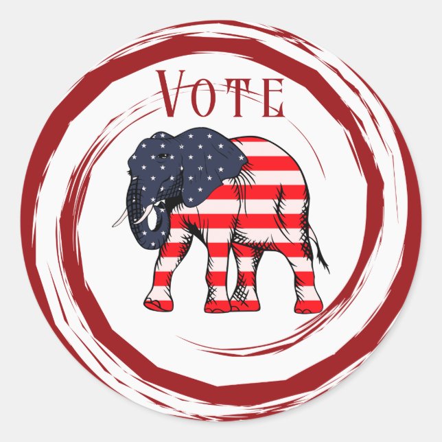 Vote Patriotic Elephant Runder Aufkleber (Vorderseite)