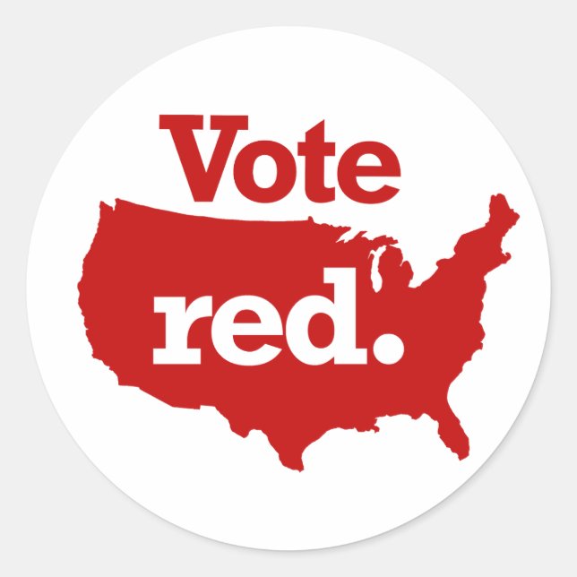 Vote Red Runder Aufkleber (Vorderseite)