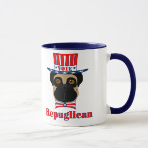 Vote rePUGlican Funny Mops in Red White Blue Hat Tasse