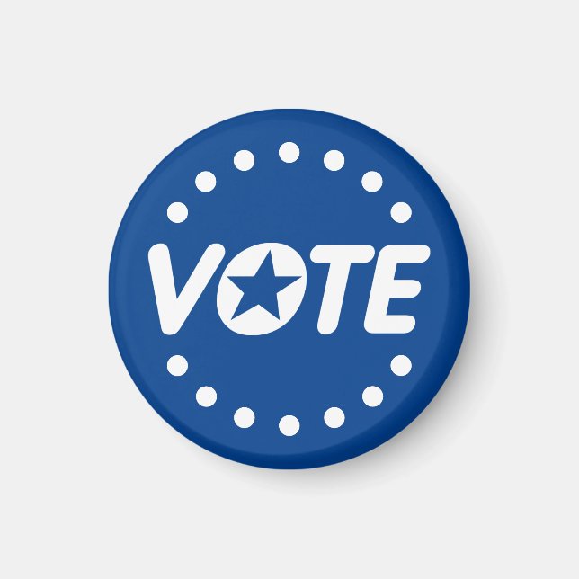 VOTE Star Polka Dot Custom Colors White Blue Magnet (Vorne)