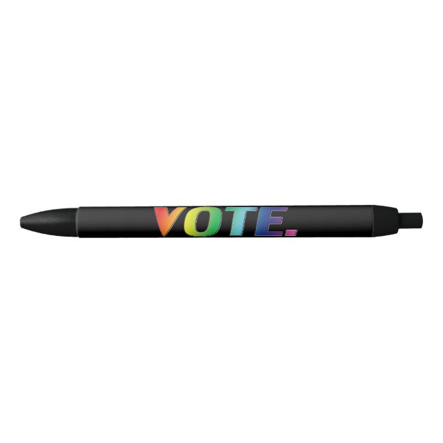 "vote" - Stolze Regenbogenfarben lgbtq schwarz Kugelschreiber (Vorderseite)