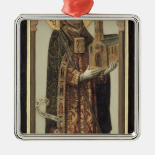 Votive Platte, die St. Ansgar, 1457 darstellt Silbernes Ornament