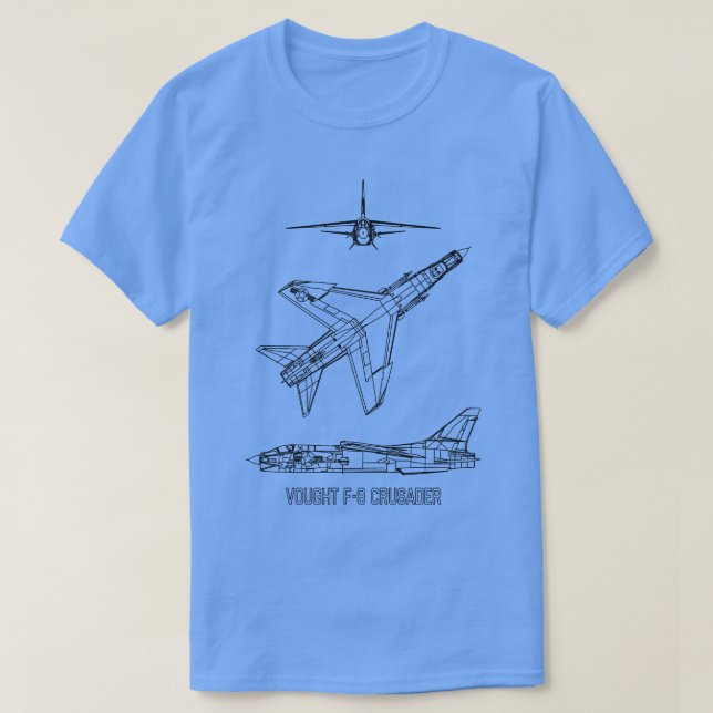 Vought F8 Crusader American Jet Flugzeug Blueprint T-Shirt (Design vorne)