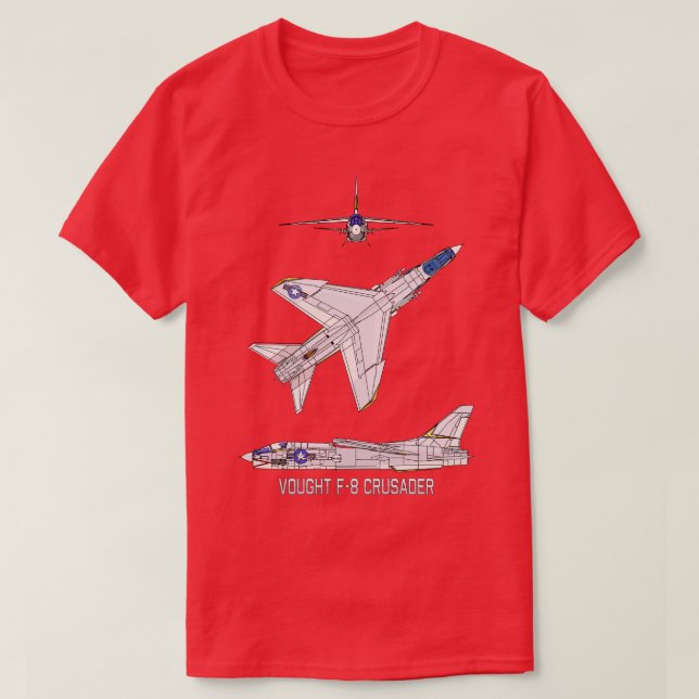 Vought F8 Crusader American Jet Flugzeug Diagramm  T-Shirt (Design vorne)