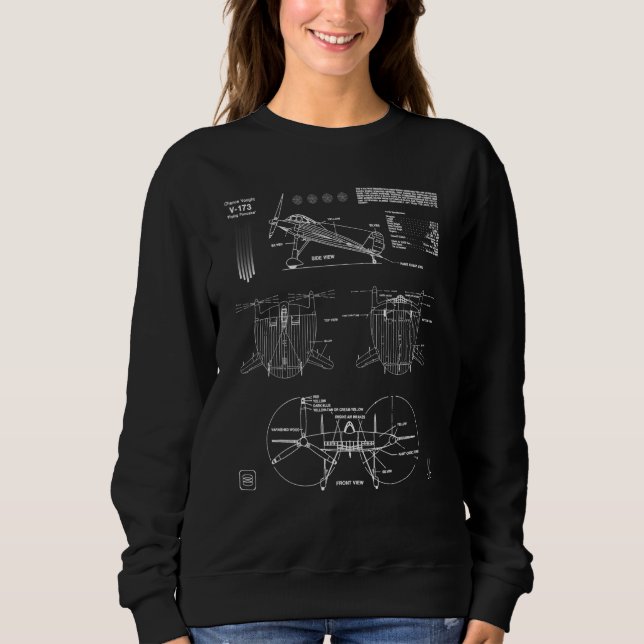 Vought V-173 Flying Pancake Aircraft Aeronautical  Sweatshirt (Vorderseite)