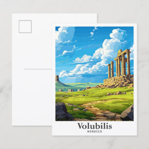 Voulubilis Marokko Kunst Vintage Reiseillustration Postkarte