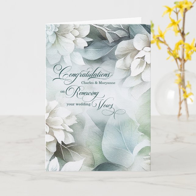 Vow Renewal Congratulations White Magnolias Custom Karte (Gelbe Blume)