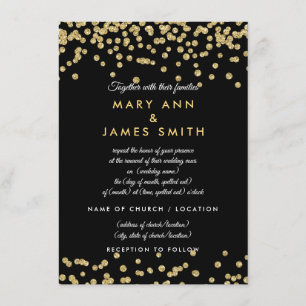 Vow Renewal Gold Imitate Glitzer Confetti Black Einladung