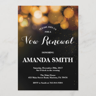 Vow Renewal Invitation Card Gold Glitzer Einladung