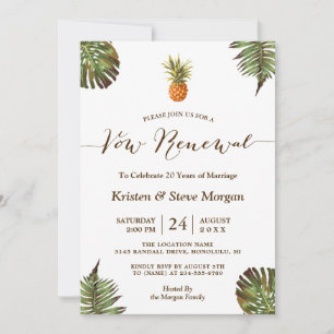 Vow Renewal Party - Summer Luau Ananas Blätter Einladung