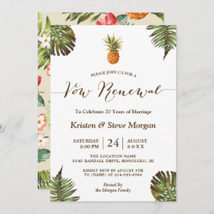 Vow Renewal Party - Summer Luau Ananas Blätter Einladung