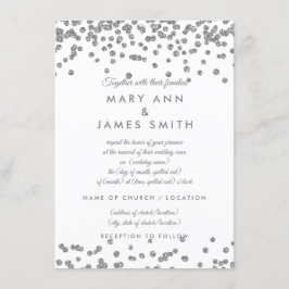 Vow Renewal Silver Imitats Glitzer Confetti White Einladung