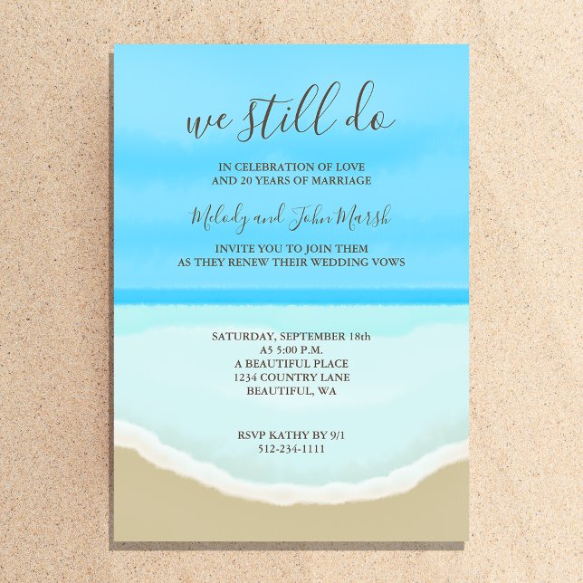Vow Renewal Wedding Watercolor Beach Einladung (Von Creator hochgeladen)