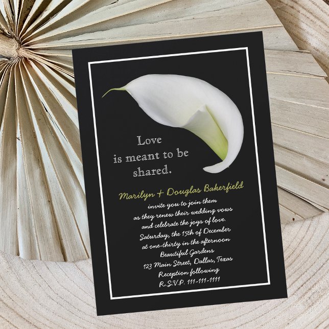 Vow Renewal White Lily on Black Einladung (Von Creator hochgeladen)