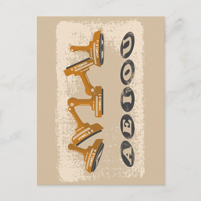 Vowels AEIOU Englisch Postkarte (Vorderseite)