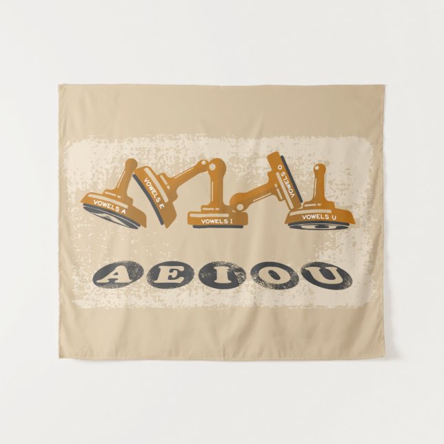 Vowels AEIOU Englisch Wandteppich (Vorderseite (Horizontal))