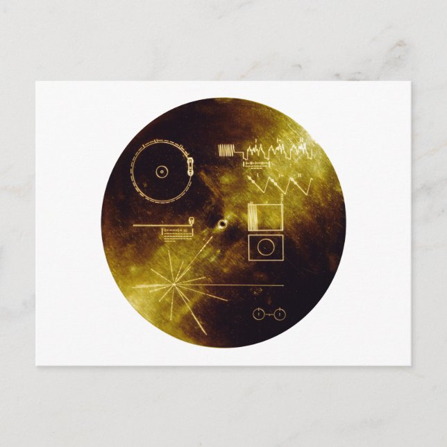 Voyager 1 + 2 Sounds von Earth Record Gold Cover Postkarte (Vorderseite)