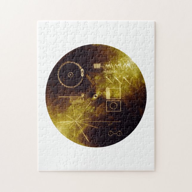 Voyager 1 + 2 Sounds von Earth Record Gold Cover Puzzle (Vertikal)