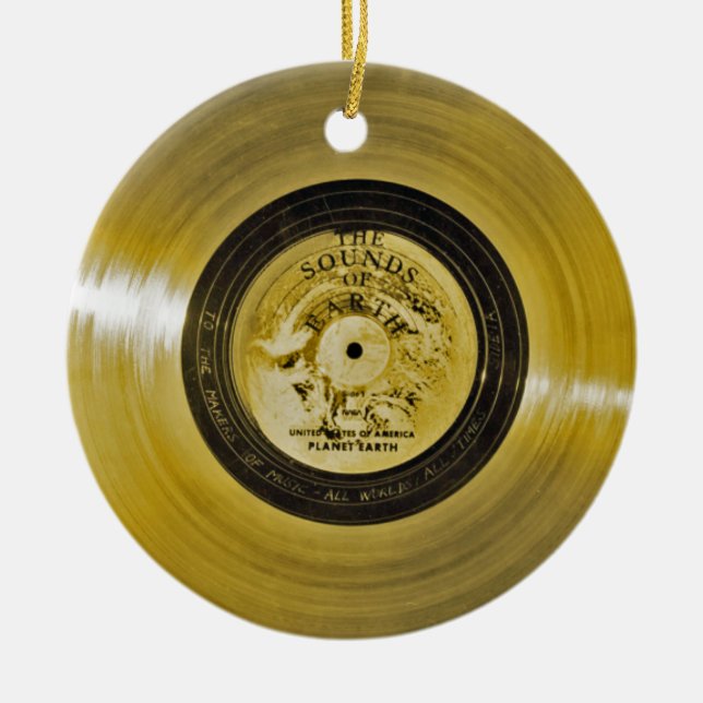 Voyager Spacecraft Golden Record und Cover Keramik Ornament (Vorne)