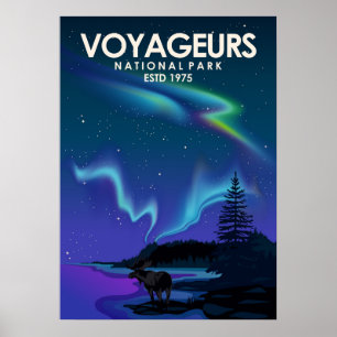 Voyageurs National Park Vintage Minimales Reisen Poster