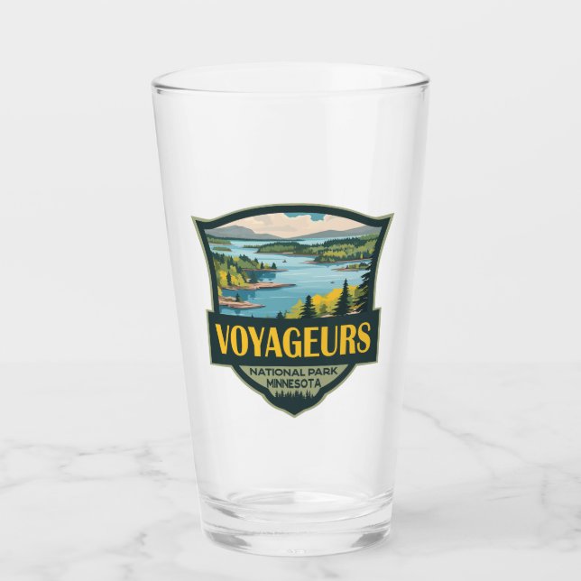Voyageurs Nationalpark Illustration Retro Abzeiche Glas (Vorderseite)