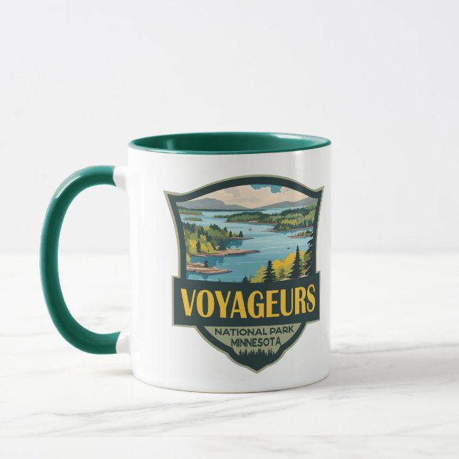 Voyageurs Nationalpark Illustration Retro Abzeiche Tasse (Links)