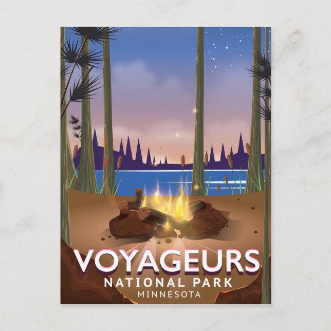 Voyageurs Nationalpark Minnesota Reiseplakat Postkarte (Vorderseite)