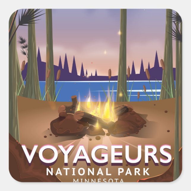 Voyageurs Nationalpark Minnesota Reiseplakat Quadratischer Aufkleber (Vorderseite)