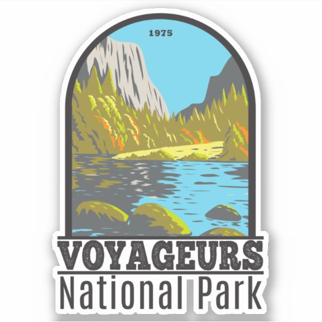 Voyageurs Nationalpark Minnesota Retro Aufkleber (Vorderseite)