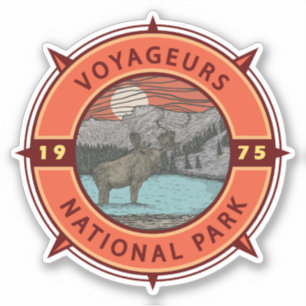 Voyageurs Nationalpark Moose Retro Kompass Emblem Aufkleber