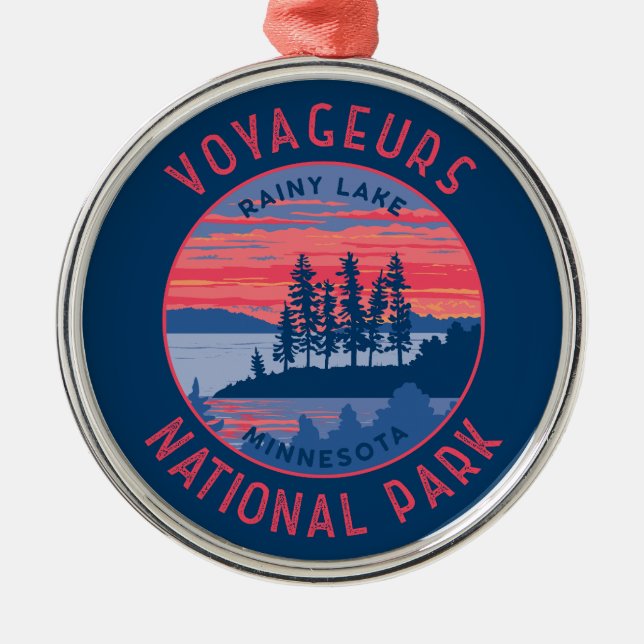 Voyageurs Nationalpark Rainy Lake Art erschüttert Ornament Aus Metall (Vorne)