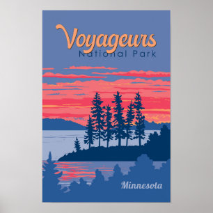 Voyageurs Nationalpark Rainy Lake Illustration Poster