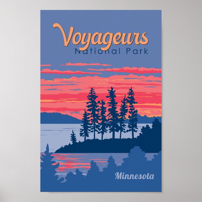 Voyageurs Nationalpark Rainy Lake Illustration Poster (Vorne)