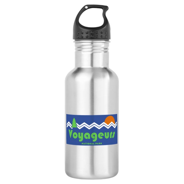 Voyageurs Nationalpark Retro Edelstahlflasche (Vorderseite)
