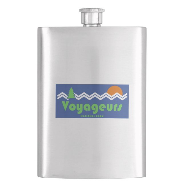 Voyageurs Nationalpark Retro Flachmann (Vorderseite)
